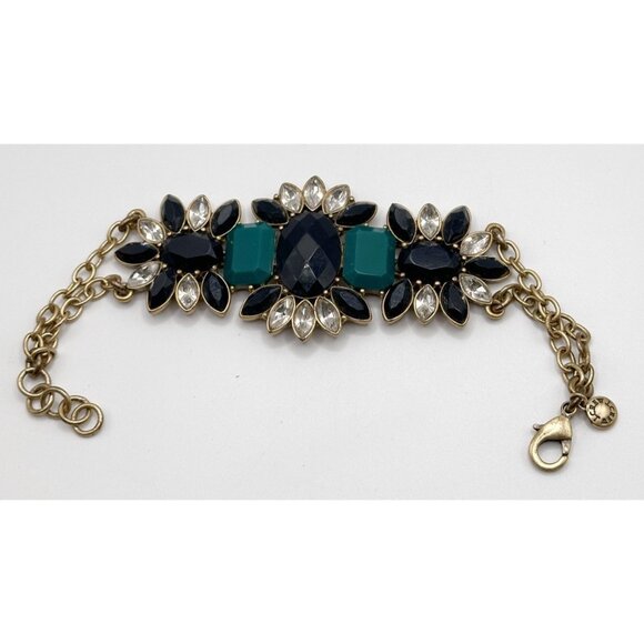 J Crew 3-Station Sparkling Gem and Chain Bracelet - Picture 2 of 3